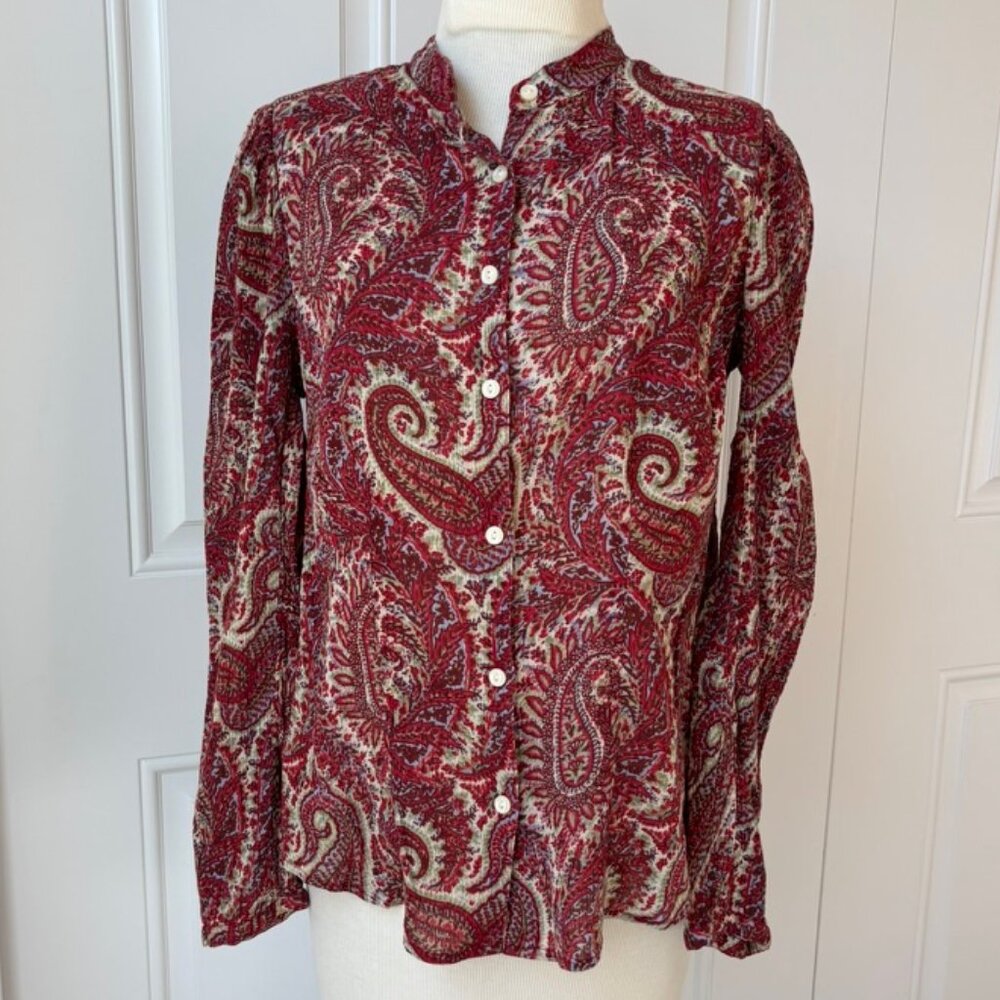 Lauren Jeans Company Red Paisley Button up Blouse